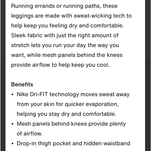 Nike Fast Leggings 
Women's Mid-Rise 7/8 Running Leggings with Pockets Sz XS - Picture 9 of 10